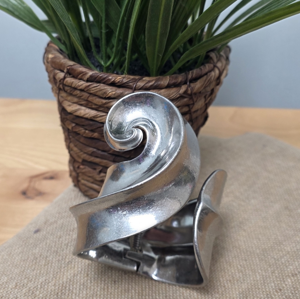 Zara Silver Sculptural Swirl Cuff Bracelet